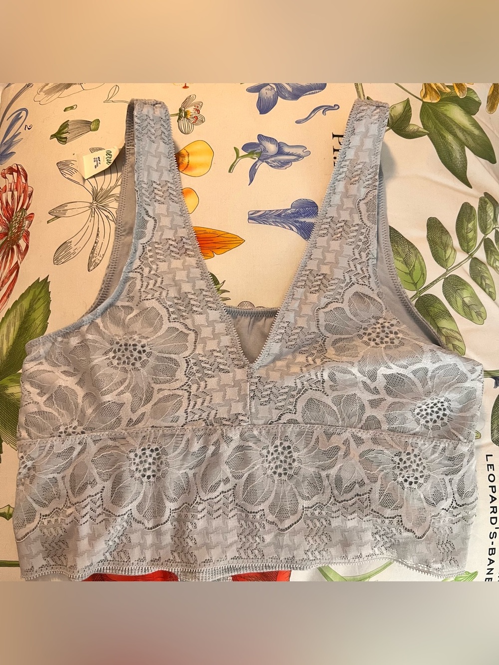 Aerie lace floral gray bralette LARGE NEW WITH TAG